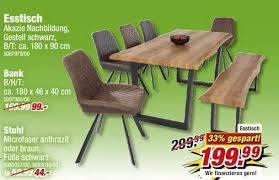 Moderne esszimmer stühle und tisch. Esstisch 180x90 Cm Bank 180x46x40 Cm Stuhl Angebot Bei Poco
