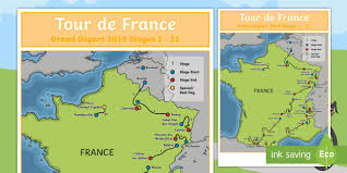 Read more about the route of the 2021 tour de france, or take a look at the provisional start list and the gc favourites. Tour De France 2019 Large Route Maps Stage 1 And 2 Display Poster