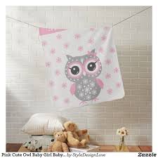Pink Cute Owl Baby Girl Baby Blanket Zazzle Com Owl Baby Shower Theme Owl Baby Shower Soft Baby Blankets