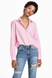 Cotton Shirt Light Pink White Checked Women H M Us Classic White Shirt Blouses For Women Cotton Shirt