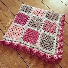 Crochet Solid Colour Granny Squares In Pink And Grey With Border Pattern From Dad Crochet Square Patterns Crochet Baby Blanket Beginner Baby Blanket Crochet