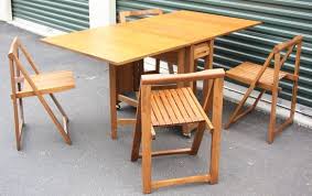 Vintage Teak Foldable Table And 4 Folding Chairs Foldable Table Folding Chair Table