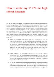 How I Wrote My 1st Cv For High School Resumes By Seoworld77 Issuu