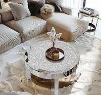 Artloge Couchtisch Rund Wohnzimmertisch Ø80: Verspiegelte Beistelltisch  Kristall, Silber Kaffeetisch Modern glitzernder Spiegel Sofatisch Glastisch  ...