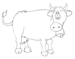 Hitam dan putih tangan ditarik kartun comel lembu ilustrasi. Pilihan Terbaik Untuk Pemula