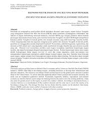 Penting dalam kehidupan ekonomi, terutama yang berkaitan dengan penyediaan barang dan jasa. Pdf Ekonomi Politik Inisiatif One Belt One Road Tiongkok One Belt One Road As China S Political Economic Initiative