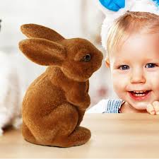 BAILANku Easter Fuzzy Flocked Bunny, Easter Bunny Figurine, Easter Flocked  Rabbit Statue, Artificial Rabbit Crafts, Spring Faux Furry Forest Animal  Decorations for Garden Yard Party