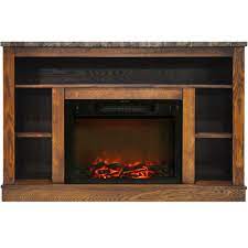 Adjustable side shelves, a cable management system and solid construction keep this highboy fireplace tv stand working perfectly in the corner. Hanover Oxford 47 In Electric Fireplace With 1500 Watt Charred Log Insert And A V Storage Mantel In Walnut Fs5021 1bwll1 The Home Depot