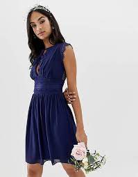 Check spelling or type a new query. Tfnc Robe De Demoiselle D Honneur Courte Avec Details En Dentelle Bleu Marine Asos