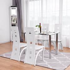 4 Pvc Leather Steal Dining Chairs Set Midcentury Modern Dining Chairs Furniture Dining Chair Set