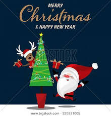 See more ideas about cartoon pics, cartoon, pics. Christmas Cartoon Of Santa Claus Reindeer Gift Box Christmas Tree And Merry Christmas Text Cute Christmas