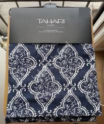 New Tahari Navy Blue Base Medallion Damask Window Curtain Panels 104x96 Pair Navy Curtains Panel Curtains Navy Blue Curtains