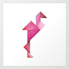 Tangram Pink Flamingo Art Print Flamant Rose Flamant Rose