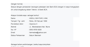 Jadi contoh surat lamaran kerjanya silakan anda. Ben Jobs Contoh Surat Lamaran Kerja Bank Bca Terbaru 2017