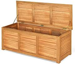 Free delivery for many products! Garden Backyard Storage Bench For Outdoor Cushions Garden Tools 47 Gallon Wooden Patio Storage Box Container Safstar Deck Box In Acacia Wood Patio Lawn Garden Com Outdoor Storage
