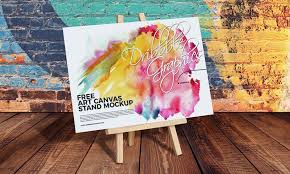 Free Art Canvas Stand Mockup Psd Free Art Free Canvas Canvas Art