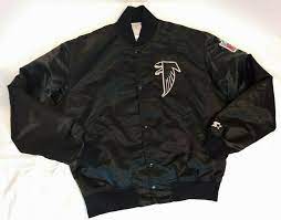 Vintage Starter Nfl Atlanta Falcons Black Satin Bomber Jacket Large Snap Button Starter Falcons Satin Bomber Jacket Bomber Jacket Jackets