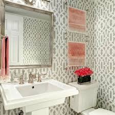 Two matching wall lights, adding a decadent touch of elegance flanks an. Glamorous Bathrooms With Wallpaper