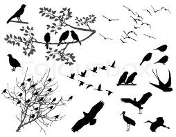 Bird On Branch Silhouette Tattoo Silhouettes Of Birds Flying And Sitting On Branches Vector Colourbox Bird Silhouette Tattoos Bird Silhouette Silhouette Tattoos