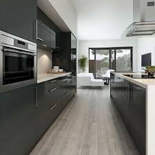 The Kitchen A Fresh Restaurant With Modern Interior Design For High End Eating Modern Grey Kitchen Kitchen Inspiration Design Contemporary Grey Kitchen