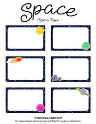 Free Printable Space Name Tags The Template Can Also Be Used For Creating Items Like Labels And Place Cards Name Tag Templates Tag Template Free Space Names
