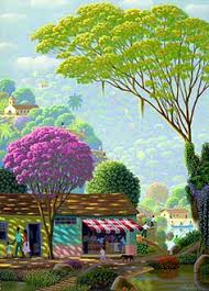 Gambar lukisan pemandangan pantai ini sangat indah dan menawan. Lukisan Kanak2