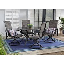 Hampton Bay Statesville 5 Piece Steel Woven Swivel Outdoor Patio Dining Set Frs60696as St The Home Depot Outdoor Dining Set Patio Dining Set Outdoor Dining Table