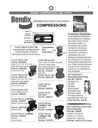 Bendix Tu Flo 501 Air Compressor Product Specifications
