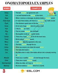 Onomatopoeia Definition Onomatopoeia Words List With Examples 7 E S L In 2020 Onomatopoeia Onomatopoeia Definition Word List