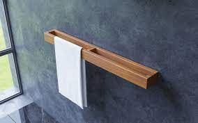 This wooden towel rack constitutes a great proposition for all, who love raw, natural design. áˆ Aquatica Universal 32 Waterproof Wall Mounted Iroko Wood Towel Rack Buy Online Best Prices