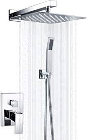 S R Sunrise Handbrause Badezimmer Luxus Regenmischer Dusche Combo Set Wandmontierte Niederschlag Duschkopf System Poliert Chrom Srss 5043s 12 Zoll Amazon De Baumarkt