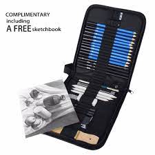 33 Piece Set Drawing And Sketch Kit Sketching Set Graphite Charcoal Pencils Sketchbook Art Drawing Supplies Set Fo Sketch Book Drawing Supplies Easy Drawings