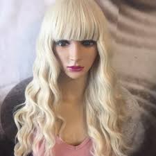613 Blonde Wig Human Hair Blend With Bangs