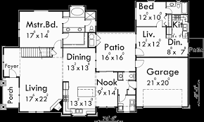 This modern farmhouse plan has board and batten siding and metal shed roofs in front. House Plan Master Bedroom On The Main Floor And In Law Suite