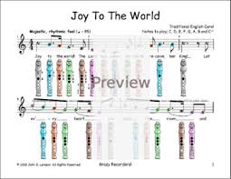 Joy To The World C Christmas Sheet Music For Recorder