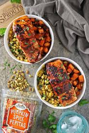 Toss the sweet potatoes and onions with 1 tbsp. 30 Minute Honey Chili Salmon And Sweet Potato Bowls