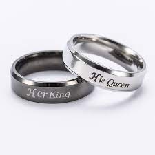 Stainless Steel Her King His Queen Couples Rings With Silver Black Or Yellow Optional Jewelry Rings Engagement Promise Rings For Couples Morganite Engagement Ring Set