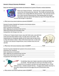 Darwins Natural Selection Worksheet Natural Selection Worksheets Reading Worksheets