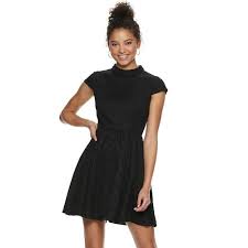Juniors Rewind Knit Skater Dress Black Homecoming Dress Black Dresses For Juniors Lace Blue Dress