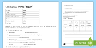 Verb Tener Spanish Worksheet Language Resource Twinkl