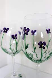 Hand Painted Wine Glasses With Purple Violets Violet Flower Etsy In 2020 Hand Painted Wine Glasses Painted Wine Glasses Hand Painted Wine Glass