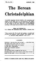 The Berean Christadelphian The Berean Ecclesial News