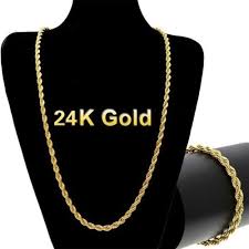 This 2.5mm gold rope chain is solid sterling silver coated 3x in real gold. 24k Gold Rope Chain 5mm 18 30 Inch