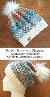 Crochet Hat Pattern Spike Striped Beanie Diy Beanie Etsy Crochet Hats Free Pattern Crochet Hat Pattern Crochet Hats