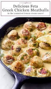 Greek Chicken Meatballs In Lemon Cream Sauce Recipe Little Spice Jar Recipe Chicken Meatball Recipes Chicken Meatballs Recipes