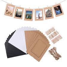 Buy the latest paper photo frames gearbest.com offers the best paper photo frames products online shopping. Paper Photo Frame 30pcs 3 Style Hanging Display With Clips And Ropes Diy 4x6in Kraft Paper Picture Frame For Wall Decoration Display Party Decor Amazon Ae Home