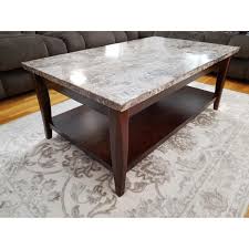 Don't buy furniture at raymour & flanigan untill you read this review! Raymour Flanigan Dark Cherry Granite Coffee Table Aptdeco