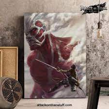 Eren and mikasa, newly introduced characters, try everything they can to help the boy's mother, who is buried beneath the rubble of their collapsed house, but they are forced to abandon her when a frightening titan emerges. Attack On Titan Colossal Titan Somke Wall Art Attack On Titan Stuff