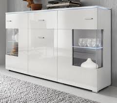 Highboard belano masse cm b 160 h 130 t 43 kommoden. Sideboard Charme In Weiss Hochglanz Mit Led Real De