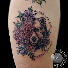 Everyone will find here something that will satisfy him, no matter what exclusive taste he has. Tattoo Uploaded By Nikki Firestarter Words Are Not Small Things Bear Beartattoo Vintagecolors Colortattoo Flowers Floral Flowertattoo Tattoos Bodyart Bodymod Modification Ink Art Queerartist Queertattooist Mnartist Mntattoo